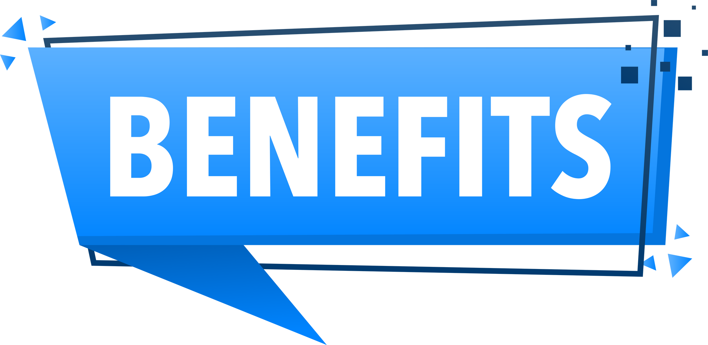 Benefits Announcement Megaphone Label. Loudspeaker speech bubble.